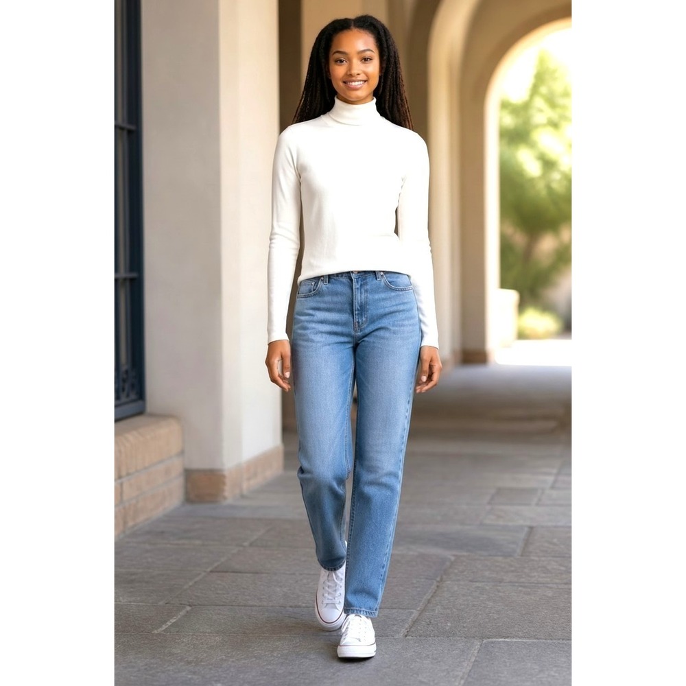 (K-294)Belle by Kim Gravel TripleLuxe Mock Neck Top Ivory Medium QVC New Stretch